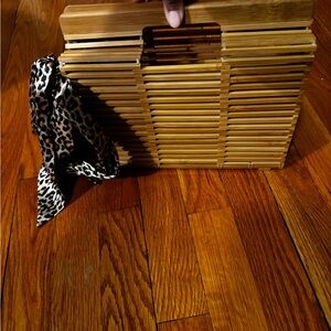 Betsey Johnson Bamboo Bag with Leopard Accent